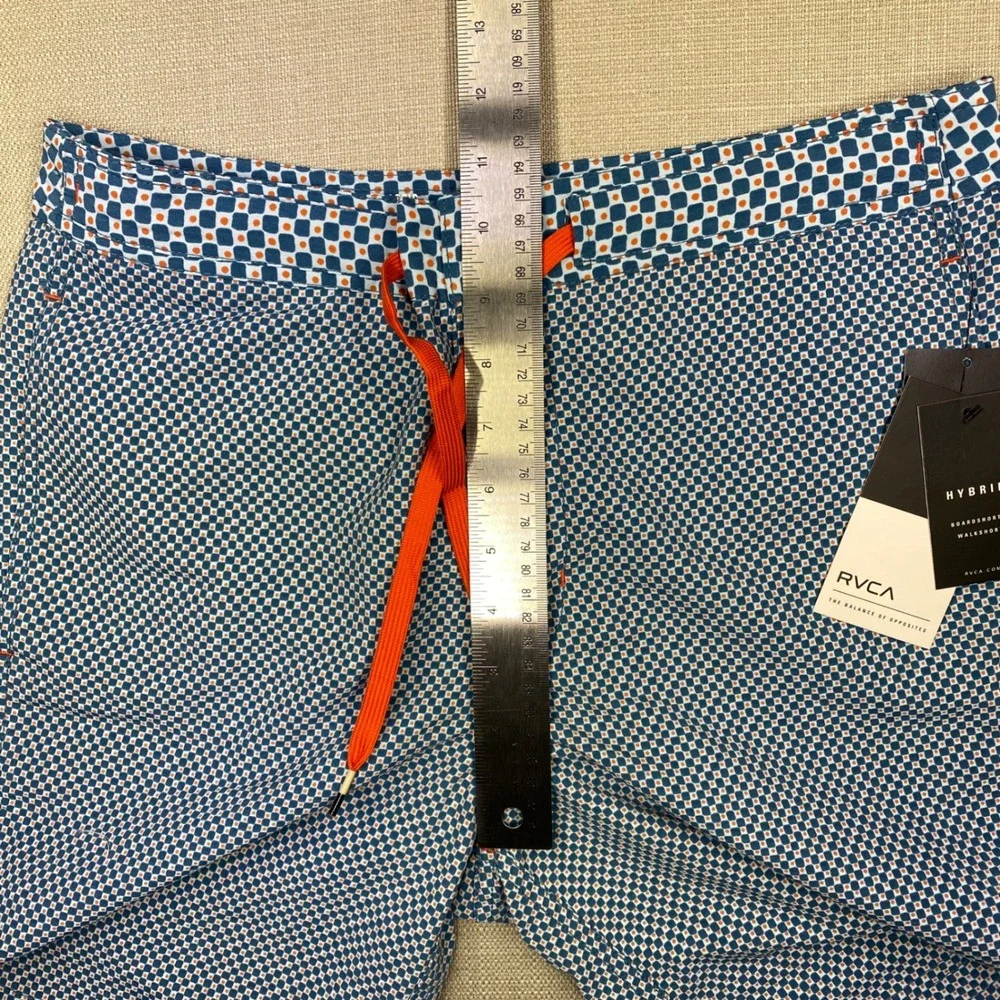 RVCA Mens Oddball Hybrid Boardshorts Blue Orange Geometric Print Size 29 NWT
